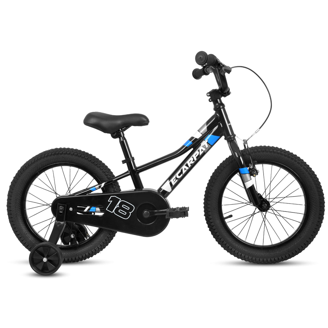 A18117 Ecarpat Kids' Bike 18 Inch Wheels, 1 Speed Boys Girls Child Bicycles For 3 5Years, With Removable Training Wheels Baby Toys, Front V Brake, Rear Holding Brake Black Cute Polyurethane Foam 3 To 4 Years Carbon Steel Outdoor