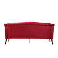 Comfy 3 Seat Sofa With Wooden Legs, Pu, For Living Room And Study Wine Red Velvet 3 Seat