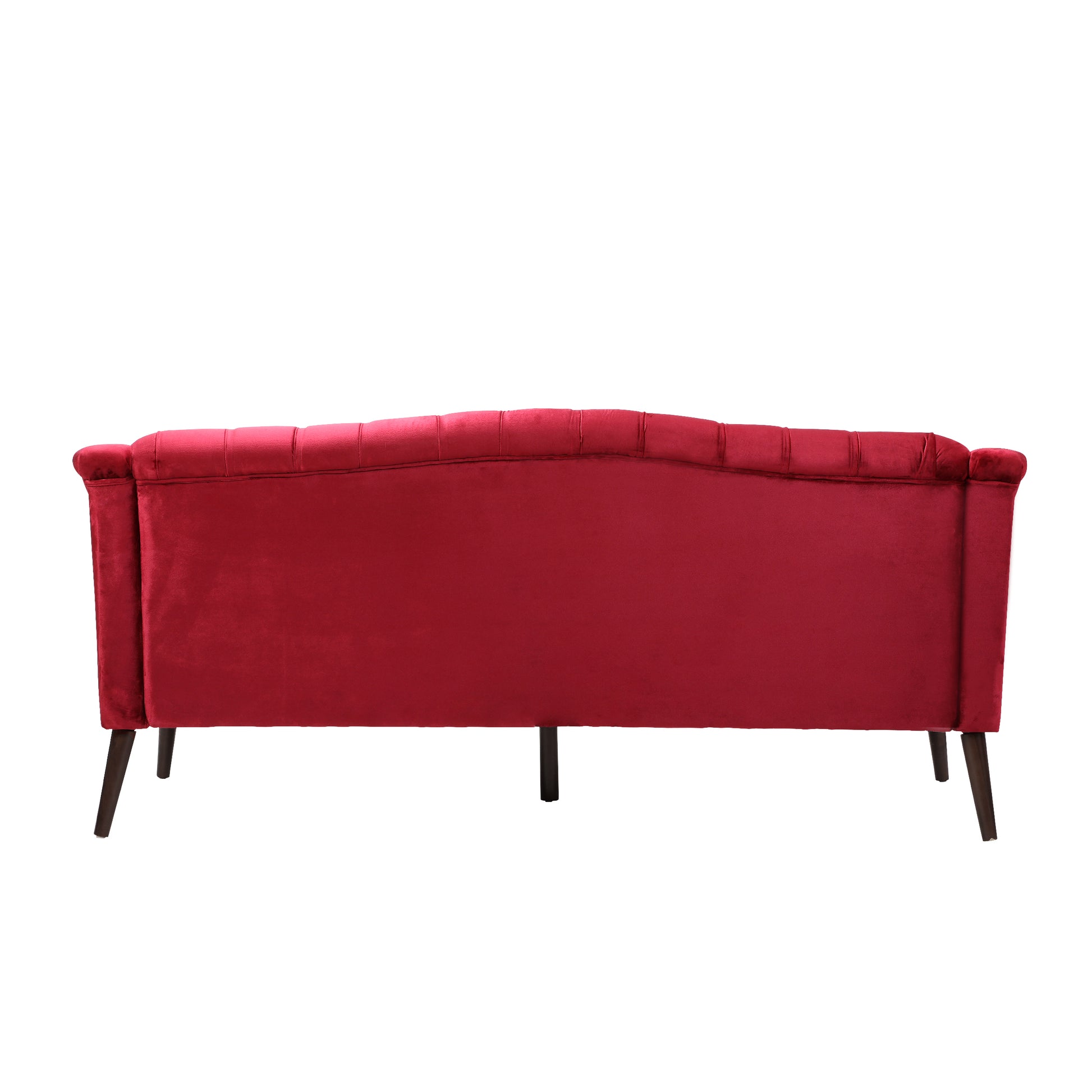 Comfy 3 Seat Sofa With Wooden Legs, Pu, For Living Room And Study Wine Red Velvet 3 Seat