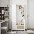 Hall Tree With Bench, Storage Cabinet, Suitable For Living Room, Entryway, Bedroom White Mdf