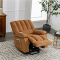 Massage Recliner Chair Electric Power Lift Recliner Chairs With Heat, Vibration, Side Pocket For Living Room, Bedroom, Light Brown Light Brown Velvet