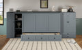 Queen Size Murphy Bed With Usb Port, Little Wardrobes And Drawers, Gray Queen Gray Particle Board Mdf