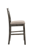 Martha Ii Tan Linen & Weathered Gray Finish Counter Height Chair Set Of 2 Gray,Tan Linen,Synthetic Wood
