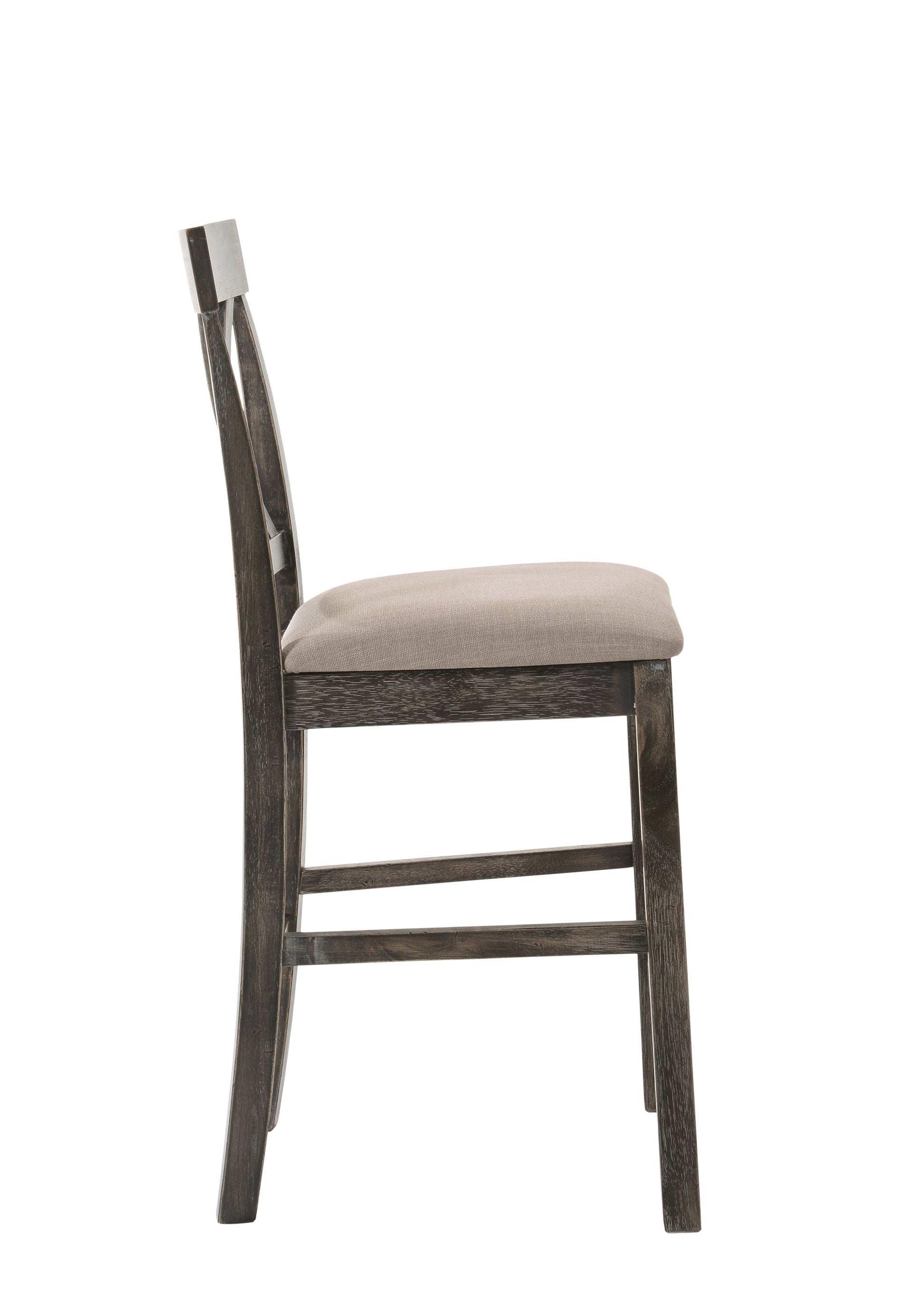 Martha Ii Tan Linen & Weathered Gray Finish Counter Height Chair Set Of 2 Gray,Tan Linen,Synthetic Wood