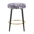 Counter Height Bar Stools Set Of 2, Pu Kitchen Stools Upholstered Dining Chair Stools 24 Inches Height With Golden Footrest For Kitchen Island Coffee Shop Bar Home Balcony Silver Leaves Velvet Cushion Alloy Steel Black And Silver Kitchen Foam Dry Clean