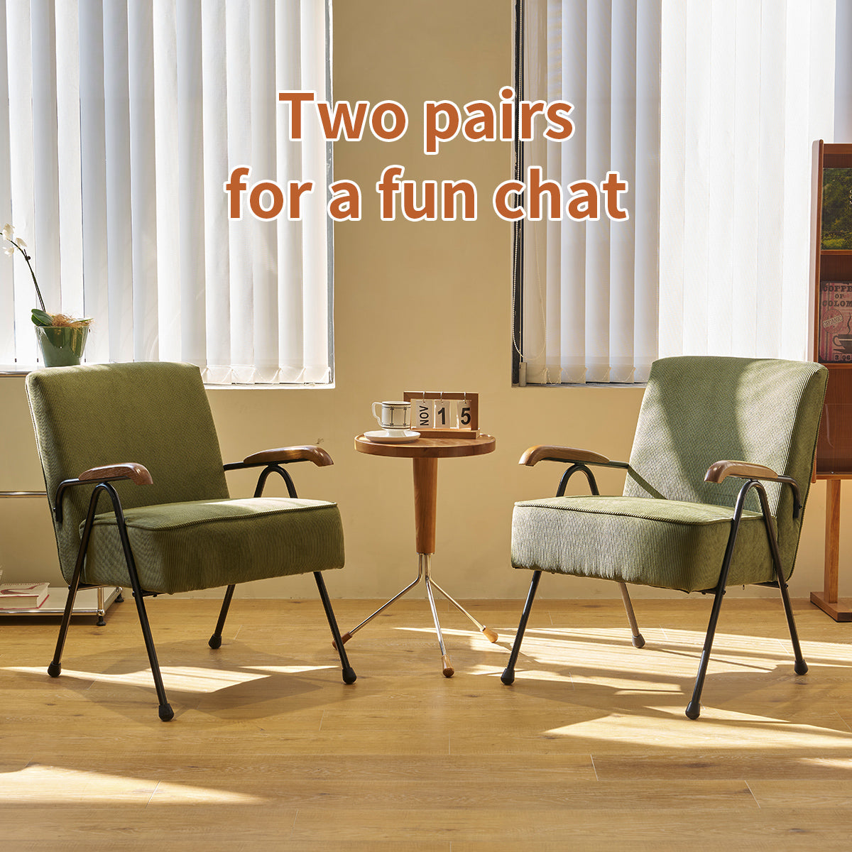 Pattern Colorful Fabric Armchair, Modern Accent Chair High Back, Living Room Chairs With Metal Legs And Soft Padded, Sofa Chairs For Home Office,Bedroom,Dining Room Green Corduroy