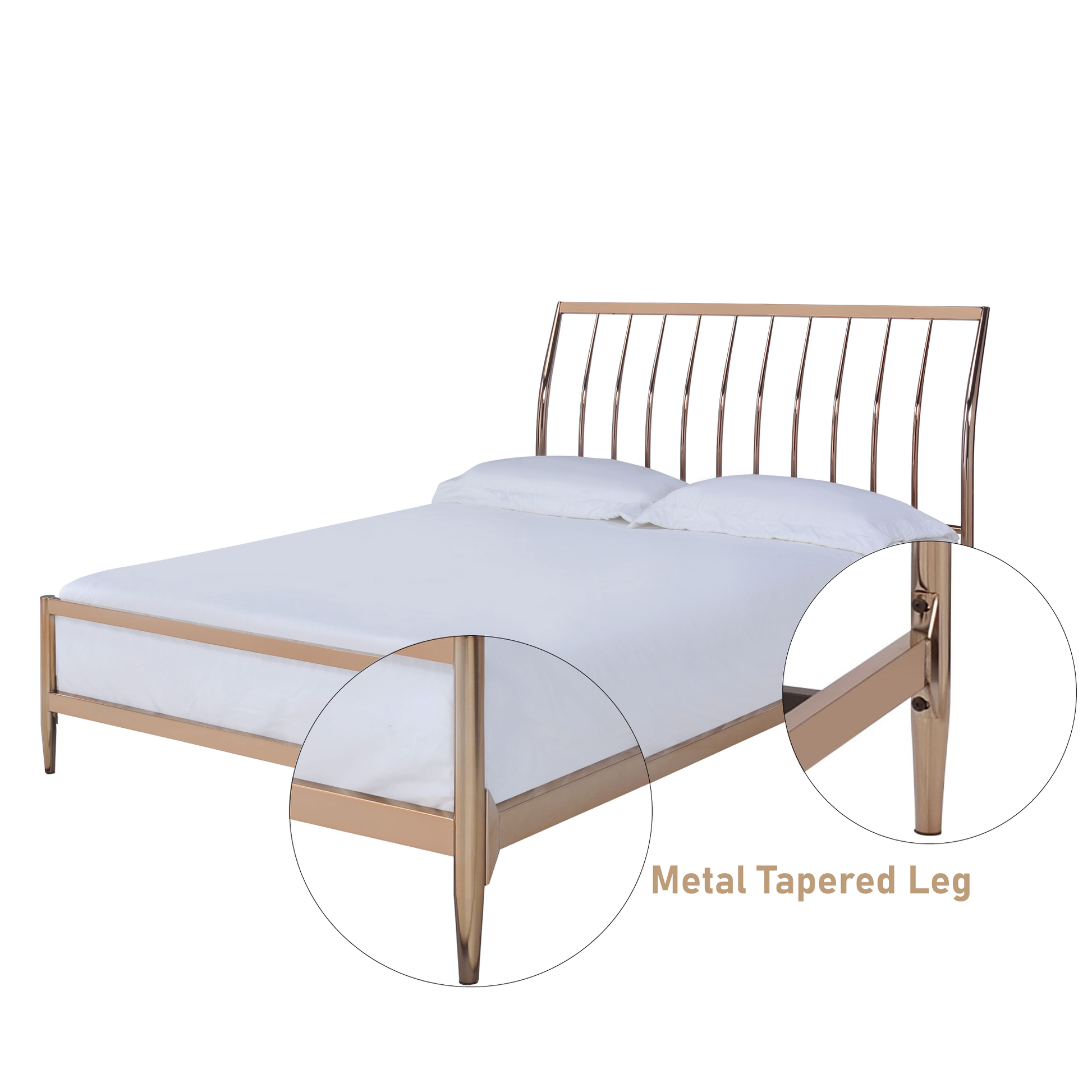 Copper Queen Bed With Slat Headboard Box Spring Not Required Queen Gold Metal Bedroom Slat Beds Metal