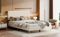 Queen Size Corduroy Upholstered Bed Frame, Platform Bed With Horizontal Stripe Headboard, No Box Spring Needed, Beige Queen Beige Bed Frame Solid Wood Mdf