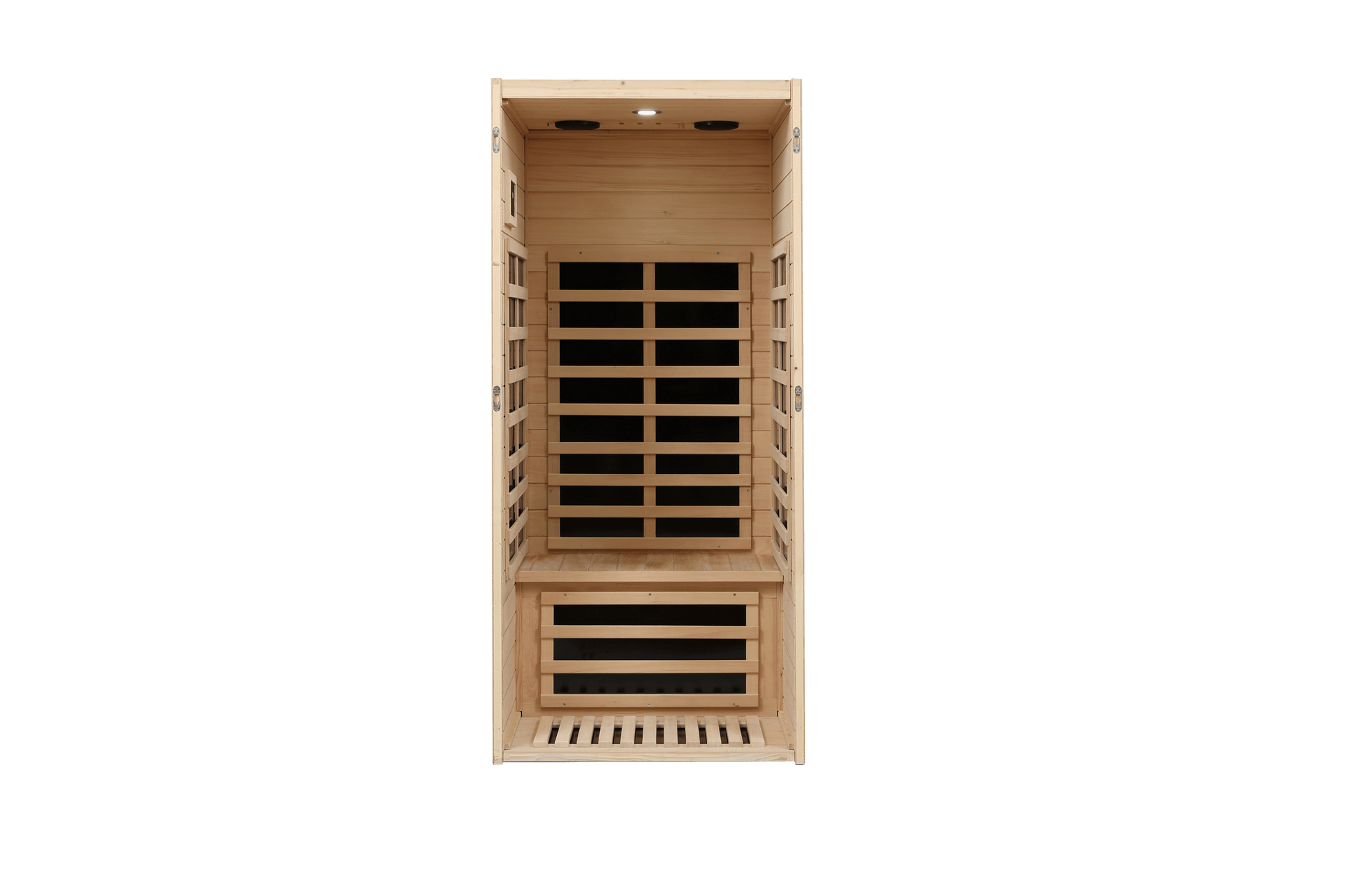 Hemlock One Person Far Infrared Roof Embedded Indoor Sauna Room Natural Metal & Wood