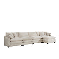 Modern Upholstered L Shape Modular Sectional Sofa, 4 Seater Sofa With With 1 Ottoman, Comfortable Corduroy Fabric Couch Sofa, Light Beige Corduroy Fabirc Beige Corduroy 4 Seat