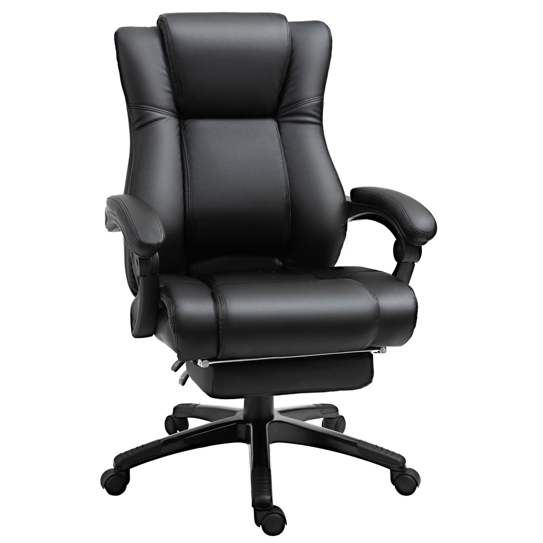 Vinsetto Executive High Back Office Chair Executive Computer Desk Chair With Pu Leather, Adjustable Height And Retractable Footrest, Black Black Pu Leather