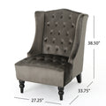 Toddman Hi Back Club Chair Grey Velvet