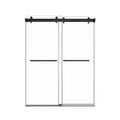 68'' 72'' W X 76'' H Double Sliding Frameless Shower Door With 3 8 Inch 10Mm Clear Glass In Matte Black Matte Black Stainless Steel