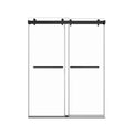 62'' 66'' W X 76'' H Double Sliding Frameless Shower Door With 3 8 Inch 10Mm Clear Glass In Matte Black Matte Black Stainless Steel