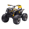 Aosom 12V Kids Atv Ride On Four Wheeler Toy Car With Music, Realistic Headlights, Wide Wheels, Rechargeable Battery Powered, For Boys And Girls, Yellow Yellow Steel