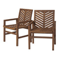 Modern 2 Piece Chevron Patio Chairs Dark Brown Dark Brown Acacia Wood