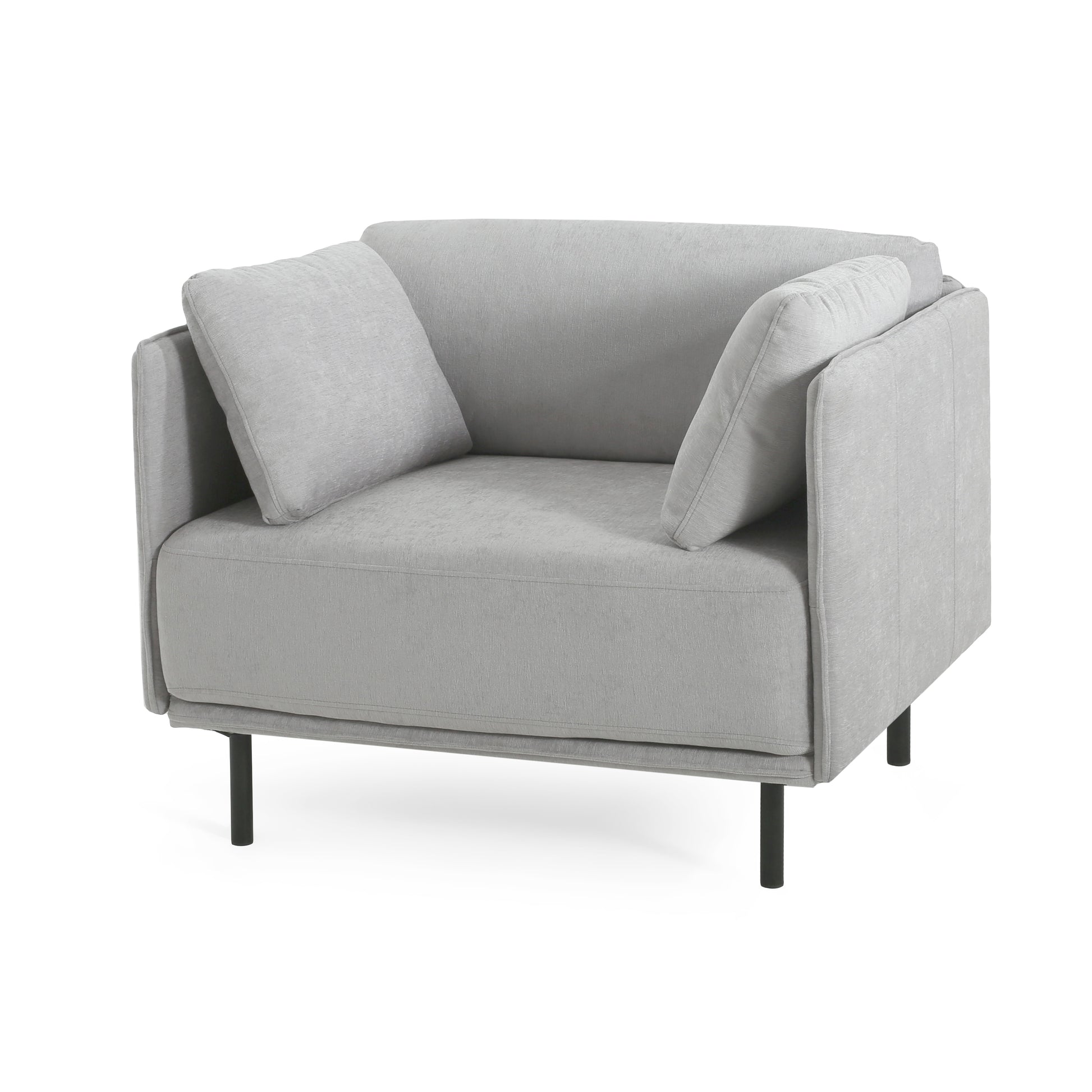 39" Vintage Grey Lounge Chair With Polyester Upholstery, Solid Wood Frame And Steel Legs, Comfortable Accent Seating For Living Room, Bedroom, Or Office Grey Polyester,Solid Wood Mdf,Steel