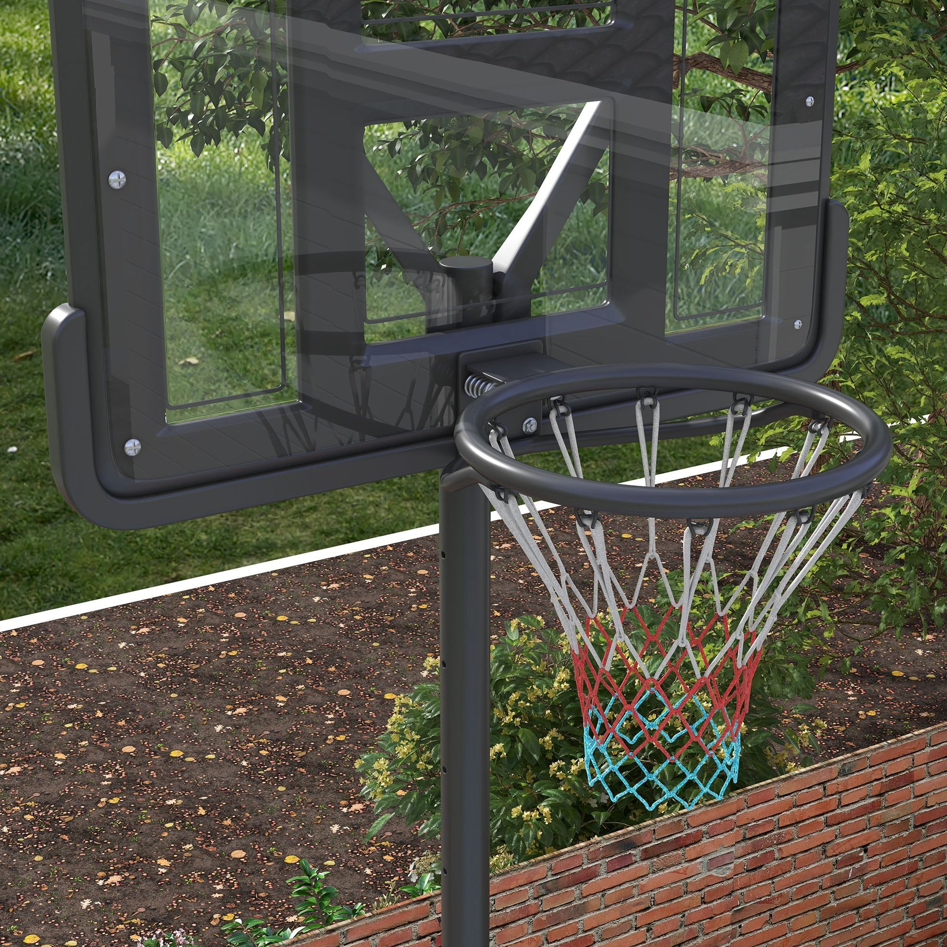 Soozier Portable Basketball Hoop, 7.5 10Ft Height Adjustable Swimming Pool Basketball Goal With 43.25" Backboard, Wheels And Fillable Base, For Youth & Adults Black Steel