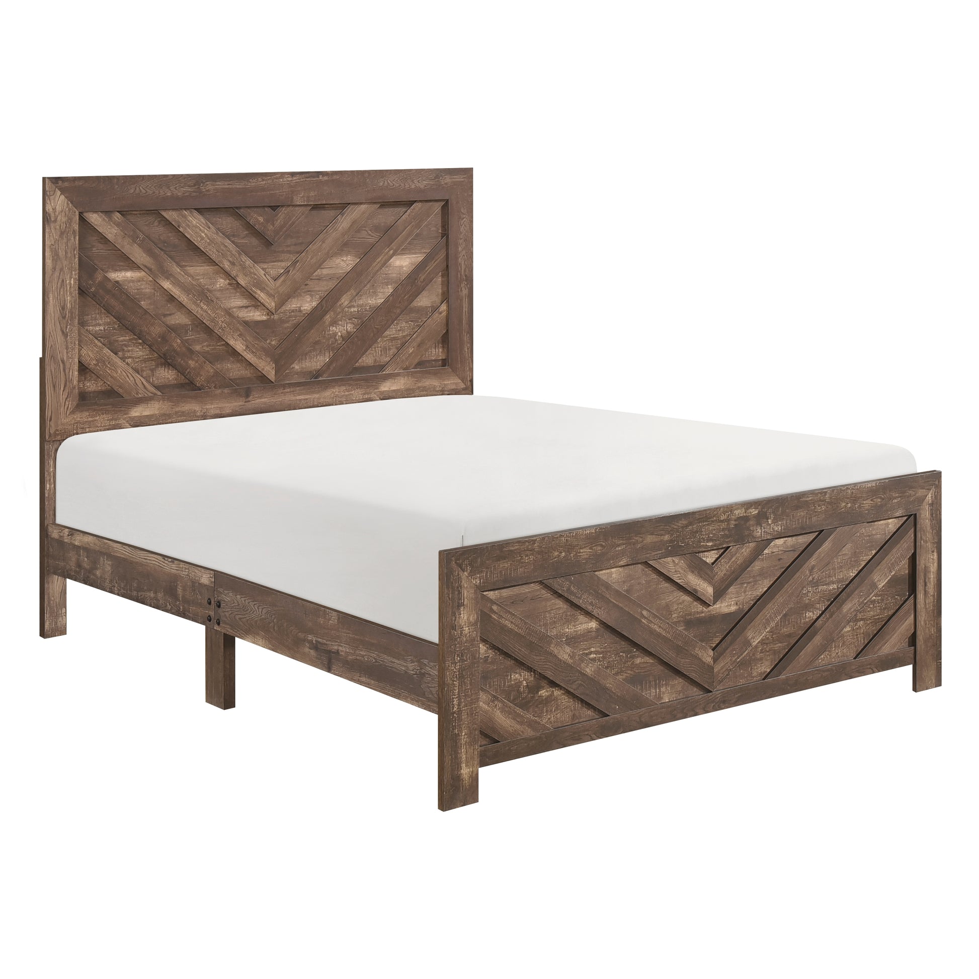 Rustic Brown Finish Contemporary Queen Size Panel Bed Wooden Bedroom Furniture 1Pc, Bed In A Box Box Spring Required Queen Rustic Brown Bedroom Bed Frame Wood