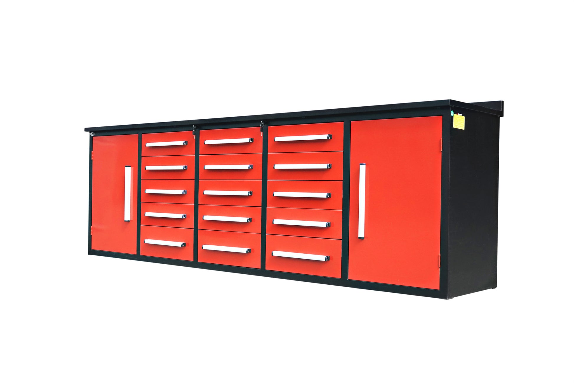 10Ft Storage Cabinet With Work Bench 15 Drawers & 2 Cabinets Red Steel