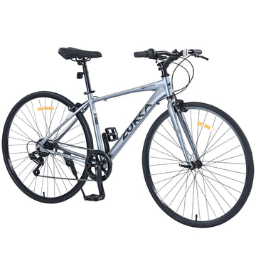 Shimano 7 Speed Hybrid Bike Aluminum Alloy Frame C Brake 700C Road Bike For Men Women'S City Bicycle Grey Aluminium Alloy