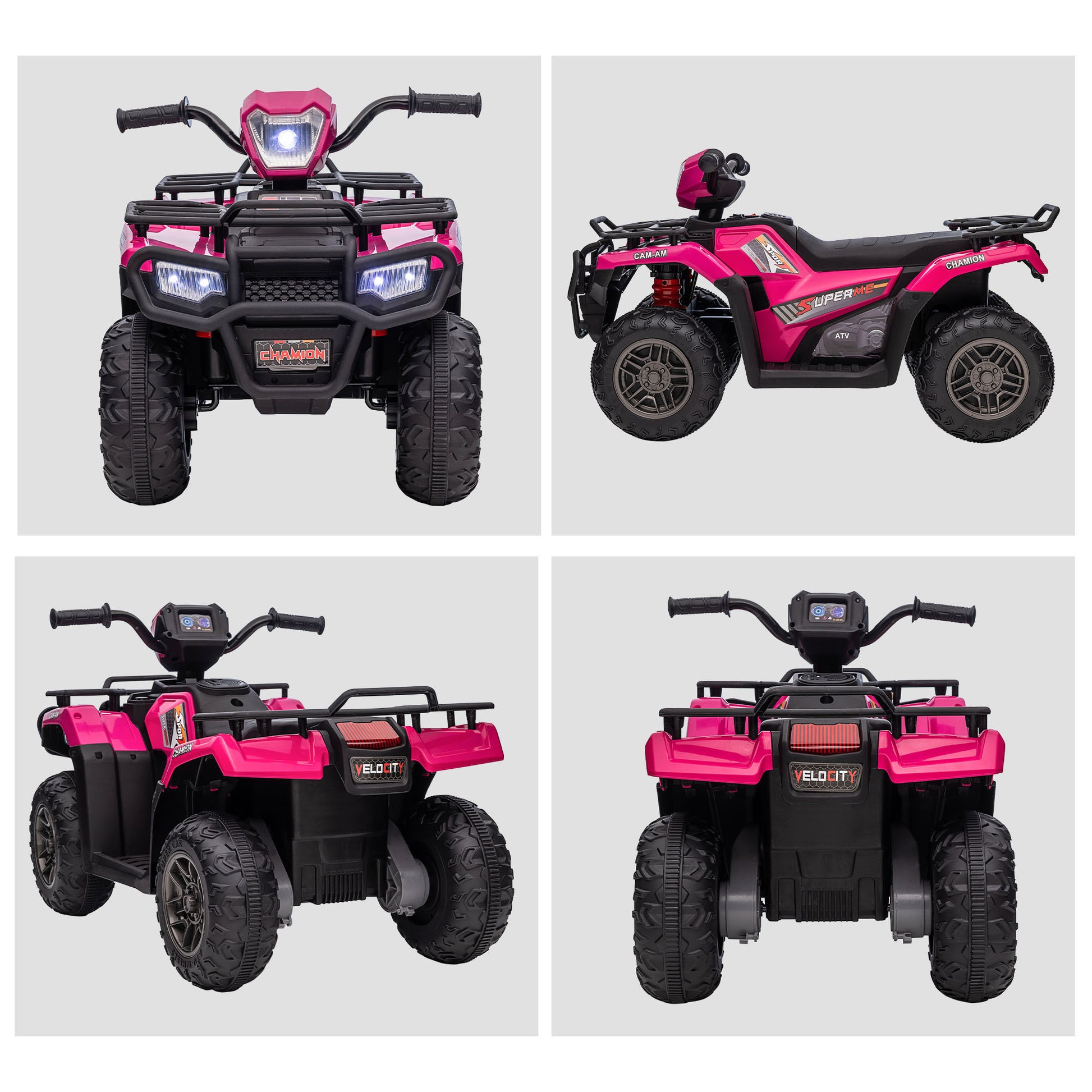 Aosom 12V Kids Atv Battery Operated With Aux Port & Usb, Kids 4 Wheeler With Tough Wear Resistant Tread, Electric Four Wheeler Kids Ride On Car Electric Car, Pink Pink Iron Plastic