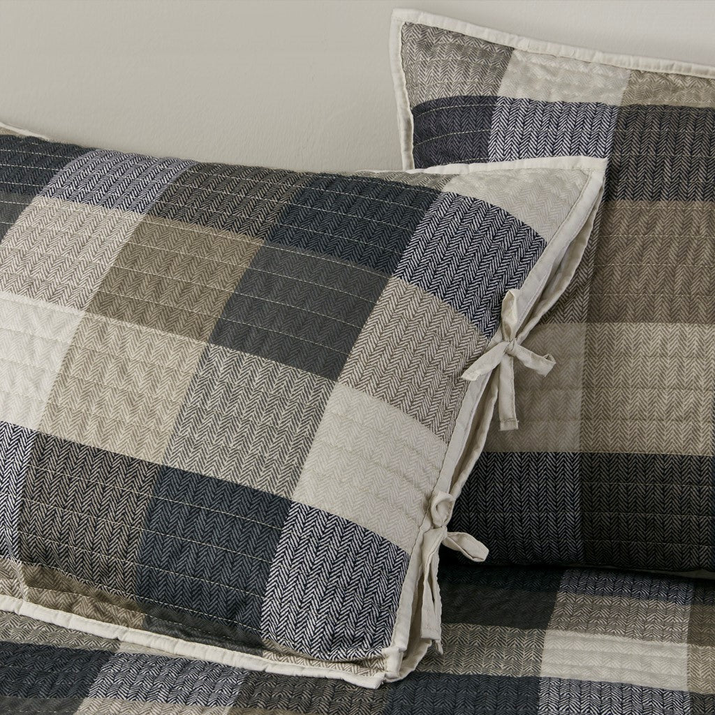 6 Piece Reversible Plaid Daybed Cover Set Neutral Daybed Multicolor Polyester