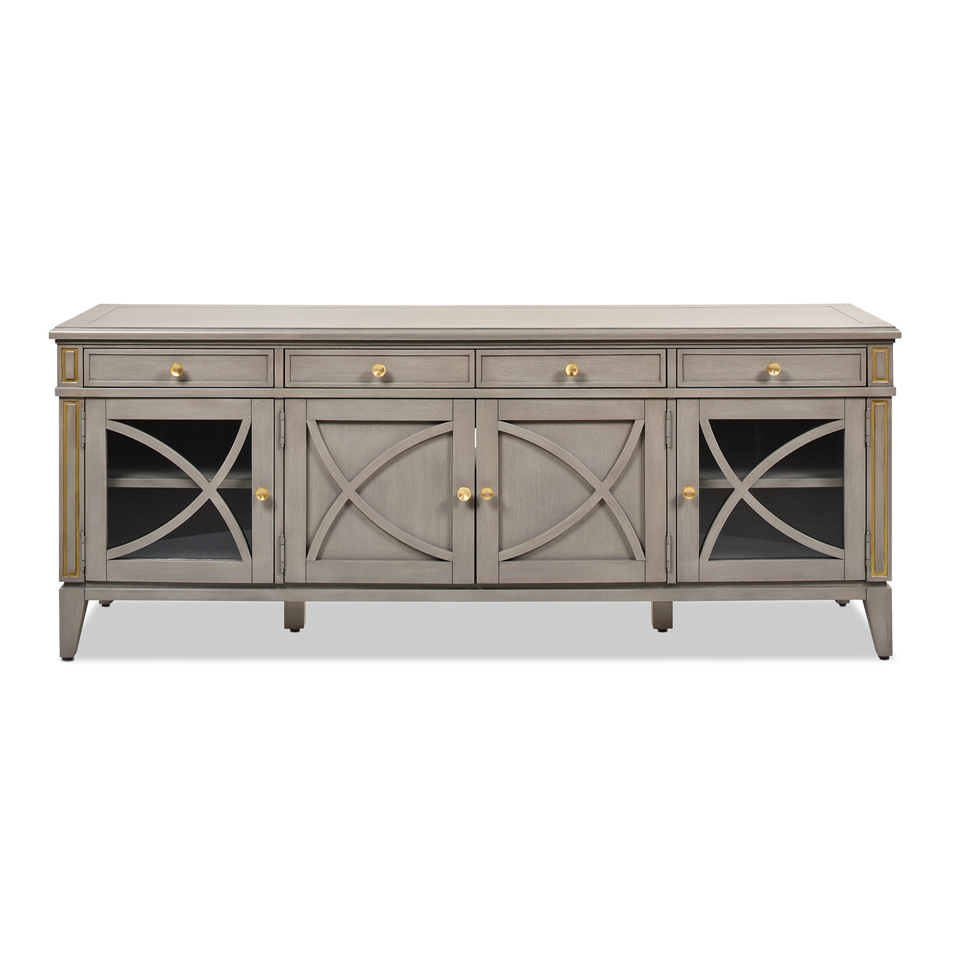 Dauphin 71" Tv Stand Storage Display Console Table, Grey Cashmere Wood Gray 70 79 Inches Solid Wood Mdf Solid Wood Mdf