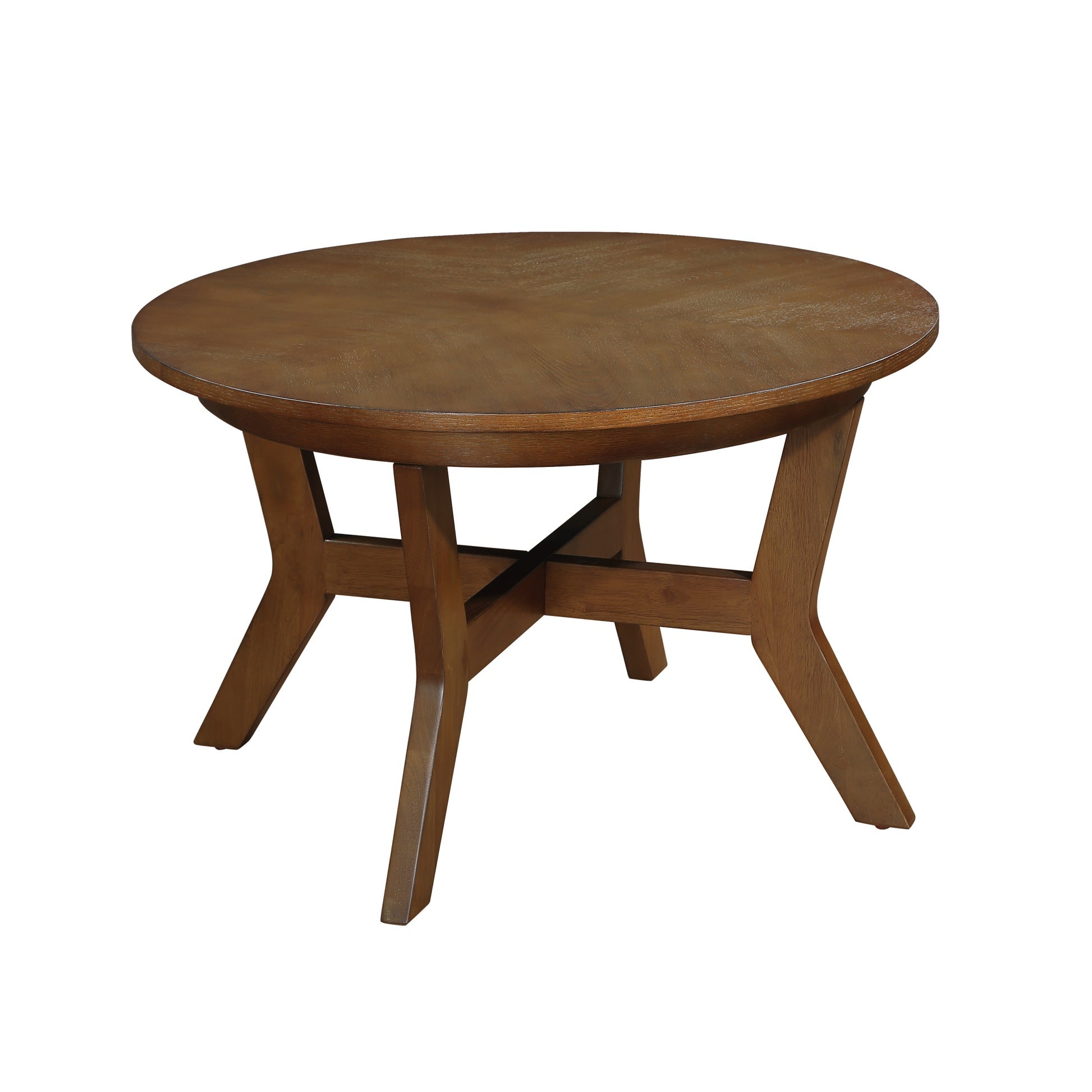 32Inch Wood Round Coffee Table For Living Room,Mid Century Farmhouse Circle Wooden Coffee Tables For Apartment, Easy Assembly, Walnut Walnut Rubber Wood