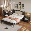 3 Pieces Bedroom Set With Full Size Wooden Bed Frame, 1 Vintage Nightstand And 1 Makeup Vanity Set With Stool,Black Expected Arrival Time: 08.23 Full Black 3 Piece Set Wood