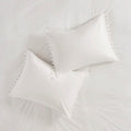 Cotton Duvet Cover Set Queen Ivory Polyester