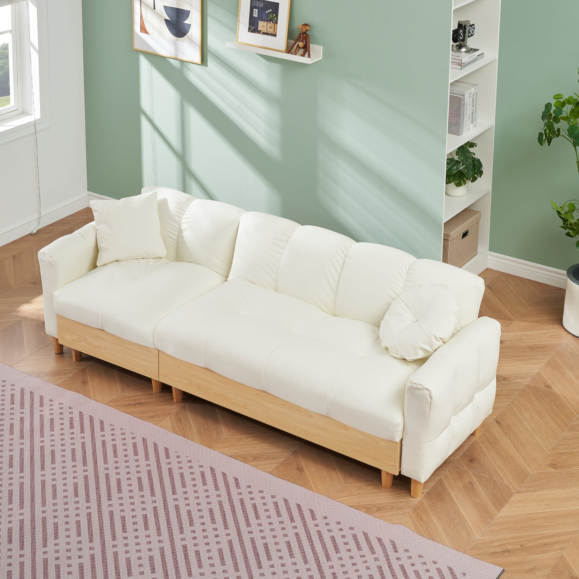 86.61 Inches Beige Technology Cloth Sofa, Three Sofa Lift Sofa Bed, Sofa Bed With Storage Cabinet, Sofa Is Soft And Comfortable, Suitable For Meeting Rooms, Living Rooms And Bedrooms Beige Tech Cloth 3 Seat