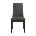 Set Of 2 Grey Fabric Upholstered Dining Chairs, Dark Walnut Solid Grey Dining Room Rectangular Dining Chairs Set Of 2 Fabric,Mdf