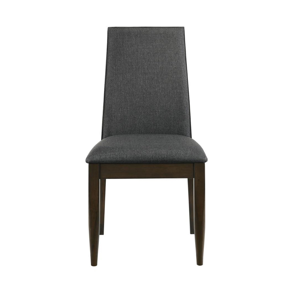 Set Of 2 Grey Fabric Upholstered Dining Chairs, Dark Walnut Solid Grey Dining Room Rectangular Dining Chairs Set Of 2 Fabric,Mdf