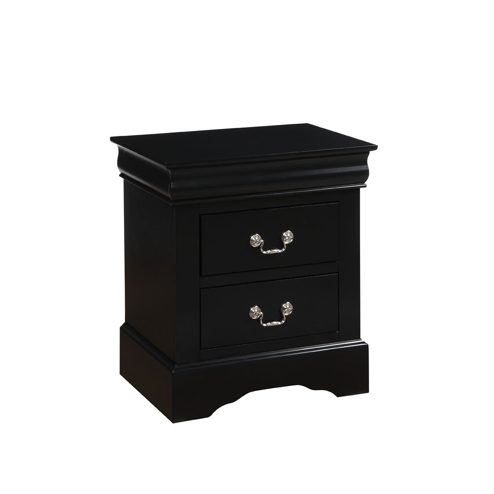 Louis Black Finish Philippe Iii Nightstand Black Synthetic Wood