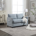 United Modern Chenille Fabric Loveseat, 2 Seat Upholstered Loveseat Sofa Modern Couch Teal Blue Chenille 2 Seat