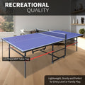 8Ft Mid Size Table Tennis Table Foldable & Portable Ping Pong Table Set For Indoor & Outdoor Games With Net, 2 Table Tennis Paddles And 3 Balls Blue Mdf