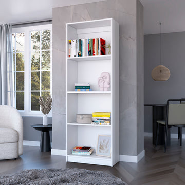 Sutton Bookcase With Tier Storage Shelves White Particle Board Engineered Wood