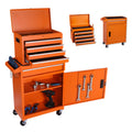 Tool Chest, 5 Drawer Rolling Tool Storage Cabinet With Detachable Top Tool Box, Liner, Universal Lockable Wheels, Adjustable Shelf, Locking Mechanism, Metal Tool Cart For Garage Workshop Orange