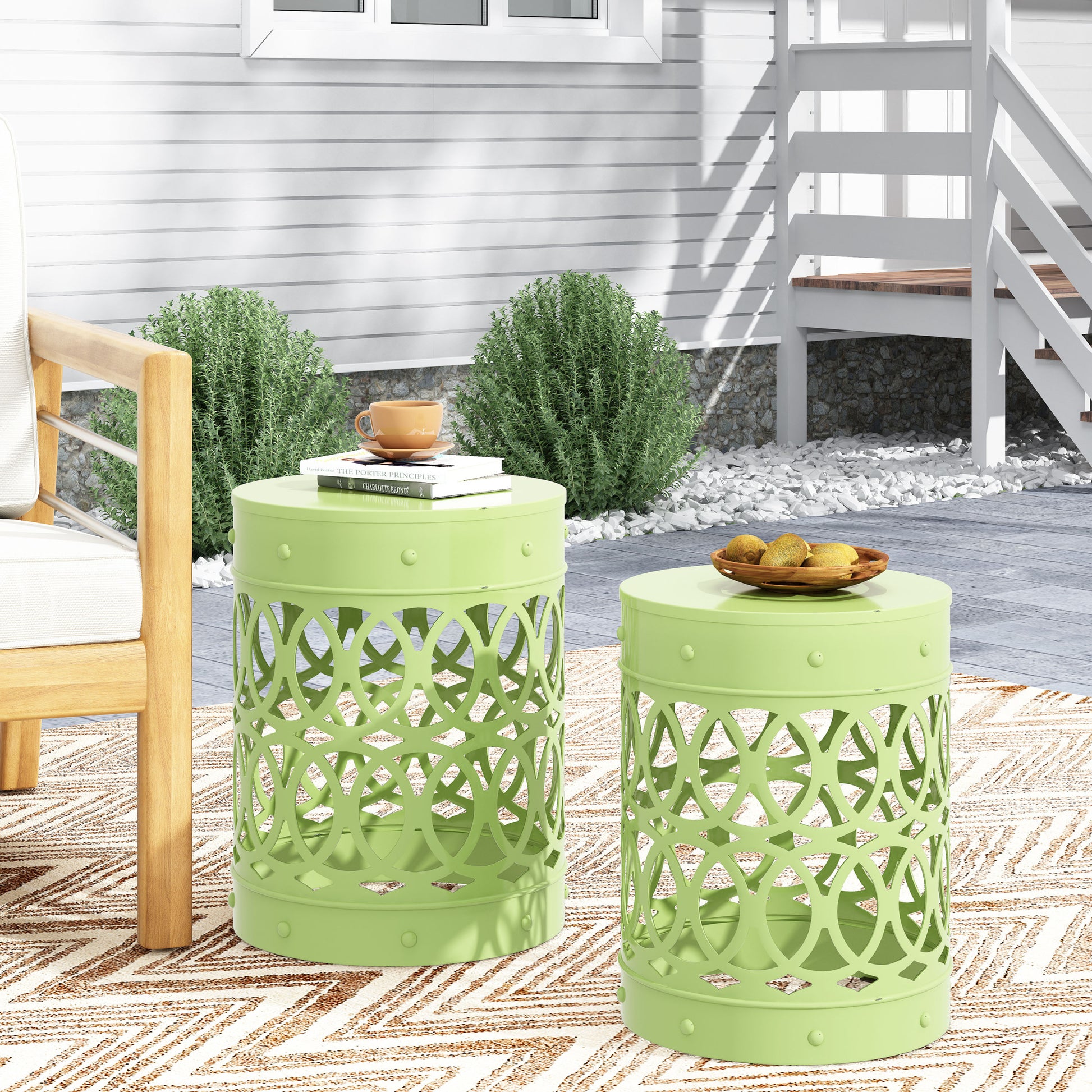 Metal S 2 End Table Green Iron