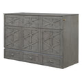 Queen Size Murphy Bed With Large Drawers,Brushed Gray Queen Gray Plywood