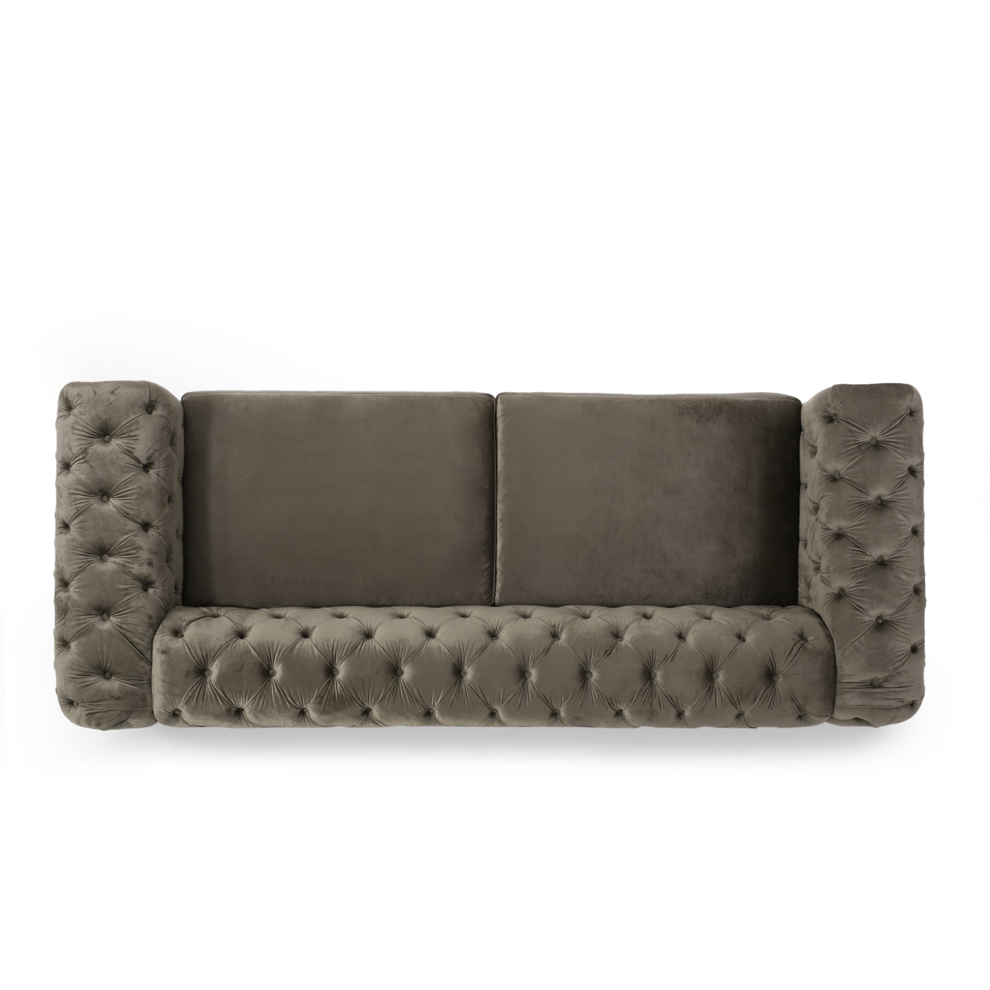 Mirod Comfy 3 Seat Sofa With Tufted Back And Arm, Modern For Living Room Grey Velvet 3 Seat