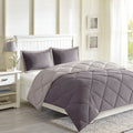 3M Scotchgard Diamond Quilting Reversible Down Alternative Comforter Set Queen Grey Polyester