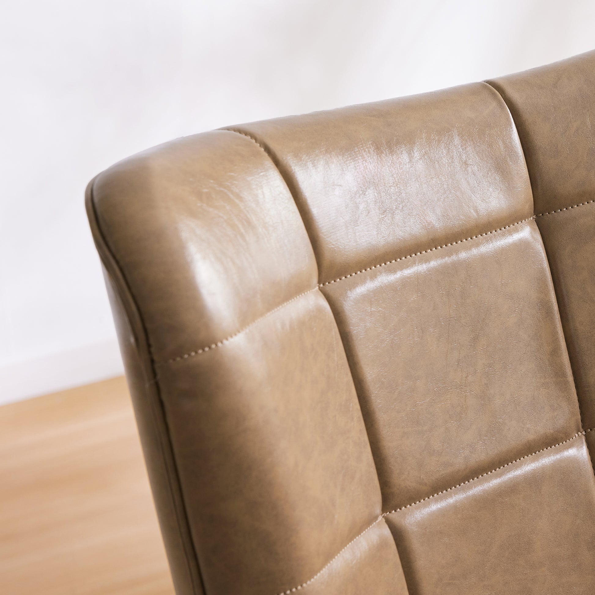 Pu Leather Accent Chair, Upholstered Living Room Chair With Soild Wood Leg, Reading Armchair For Living Room Bedroom Home Office, Amber Amber Brown Study Classic,Retro Birch Upholstered Polyester