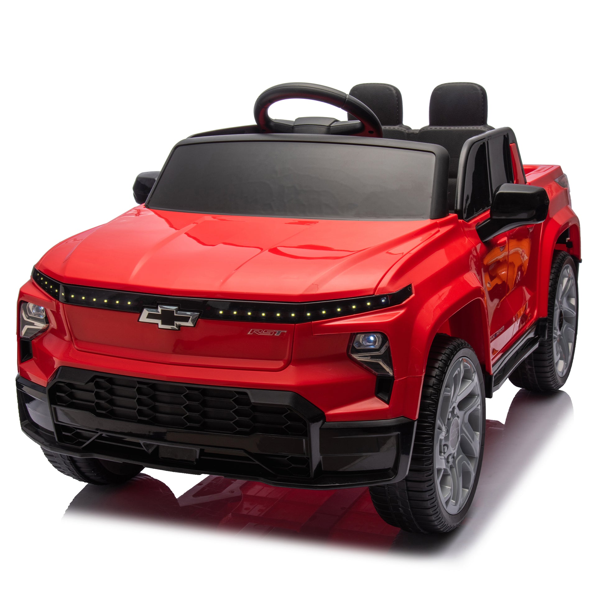 24V Kids Ride On Car W Parents Control,Licensed Chevrolet Silverado,Four Wheel Suspension,Led Lights,Bluetooth,Music,Usb,Mp3,Power Display,Speeds 2.49 3.73Mph For Kids Aged 37 95 Months. Red Plastic