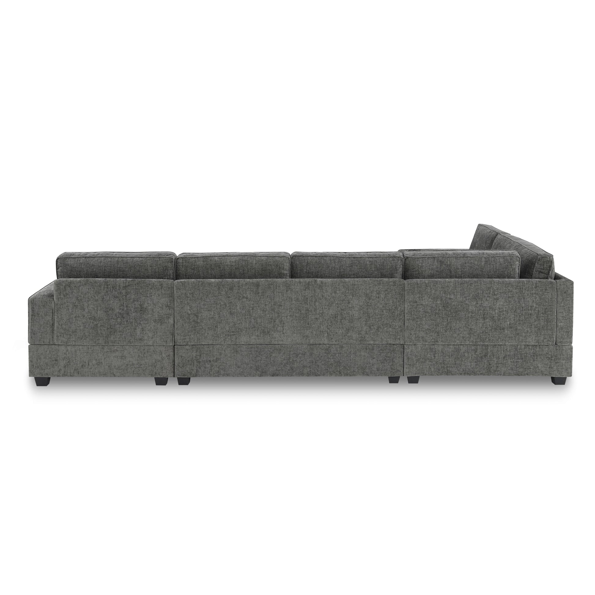 119*67" U Shaped Sectional Sofa,6 Seat Chenille Couch Set With Oversized Chaise Lounge,Irregular Corner,Deep Seat Comfy Sofa With Cup Holders For Living Room,Apartment,2 Colors Dark Gray Chenille 6