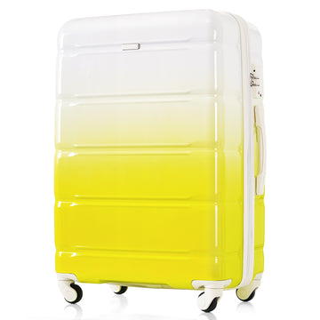 Luggage Set Of 3, 20 Inch With Usb Port, Airline Certified Carry On Luggage With Cup Holder, Abs Pc Hard Shell Luggage With Spinner Wheels, Lemon Yellow, Products In Stock Mid May Yellow Abs Pc