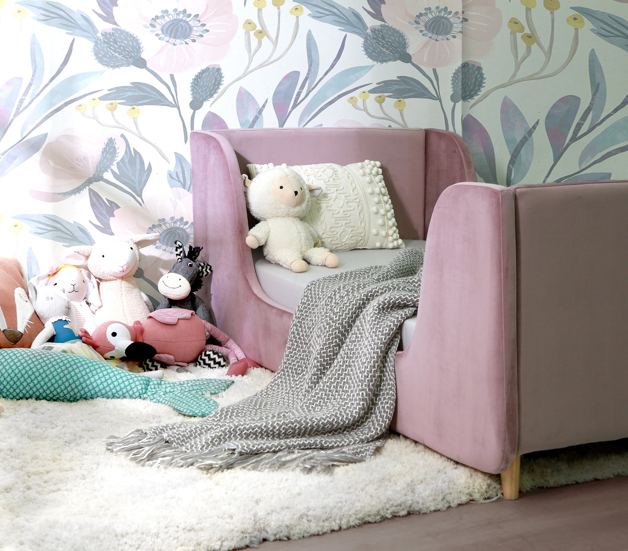 Bodhi Upholstered Toddler Bed In Lavender Mist Purple Polyester