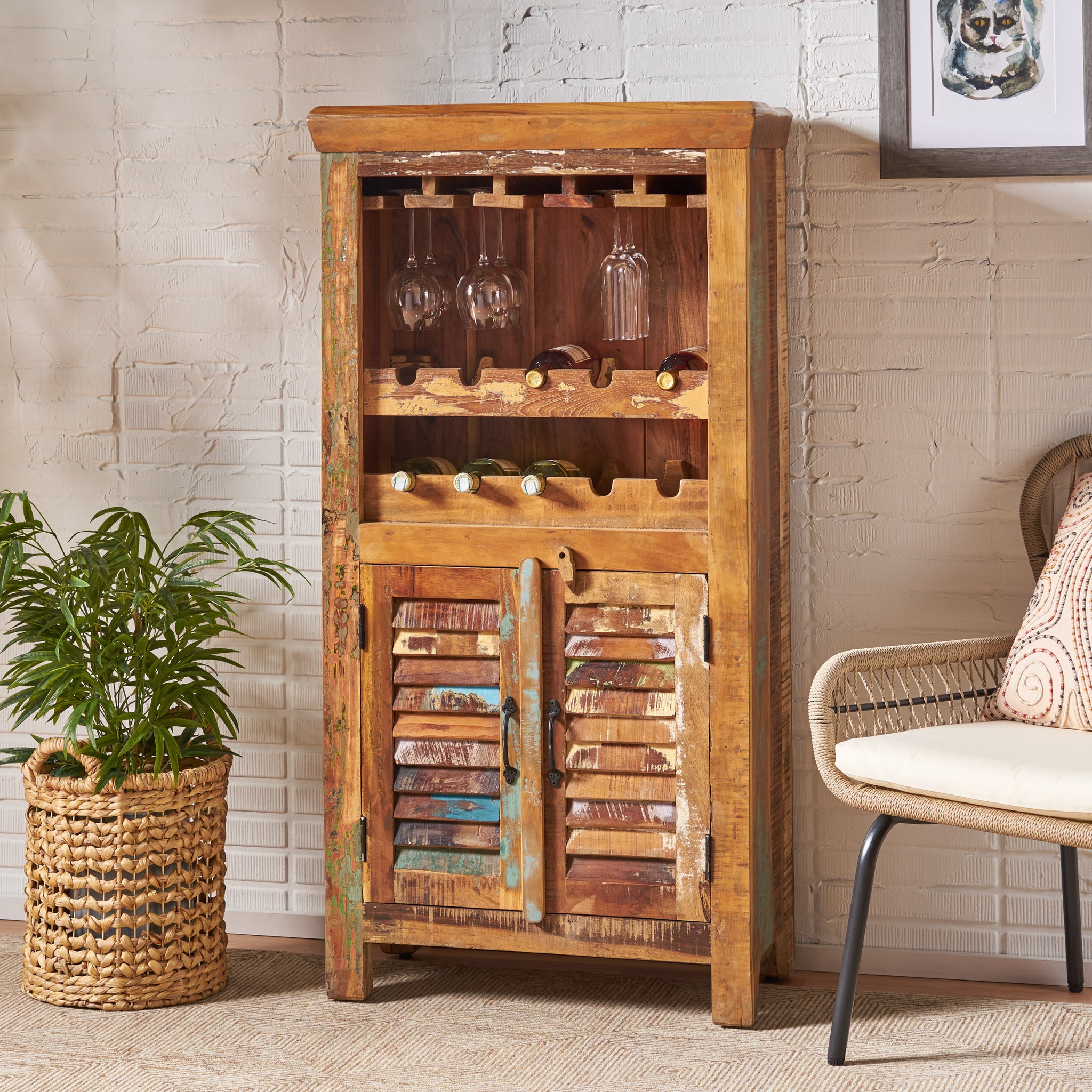 Bar Cabinet Natural Wood