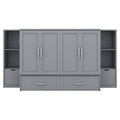 Full Size Murphy Bed With Shelves, Drawers And Usb Ports,Gray Gray Mdf Lvl